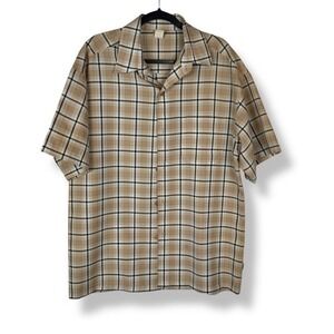 Y2K Vintage 90s Caltop Plaid Button Shirt Mens Size Large Grunge Hipster Top USA